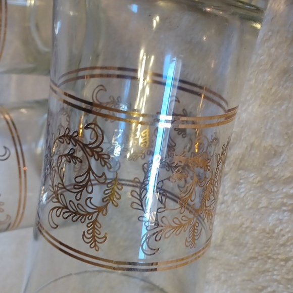 Federal Glass Co. Columbus Ohio 4 23 oz. Beverage glasses gold trim heavy bottom - Picture 4 of 4